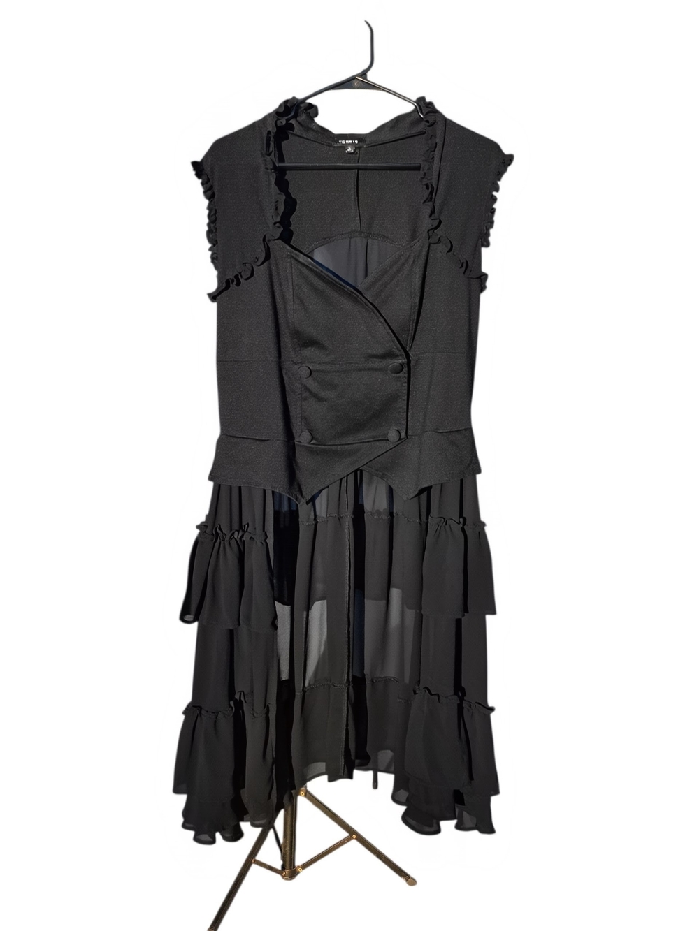 Torrid Black High Low Ruffled Double Breasted Corset Back Dress Size 0